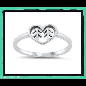 Sterling‎ Silver Trees & Heart Ring